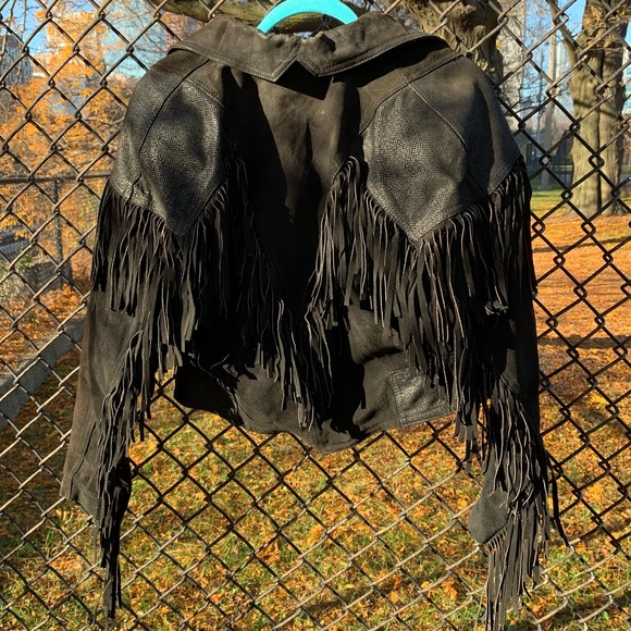 Vintage Fringe Leather Jacket Crop - Picture 2 of 3